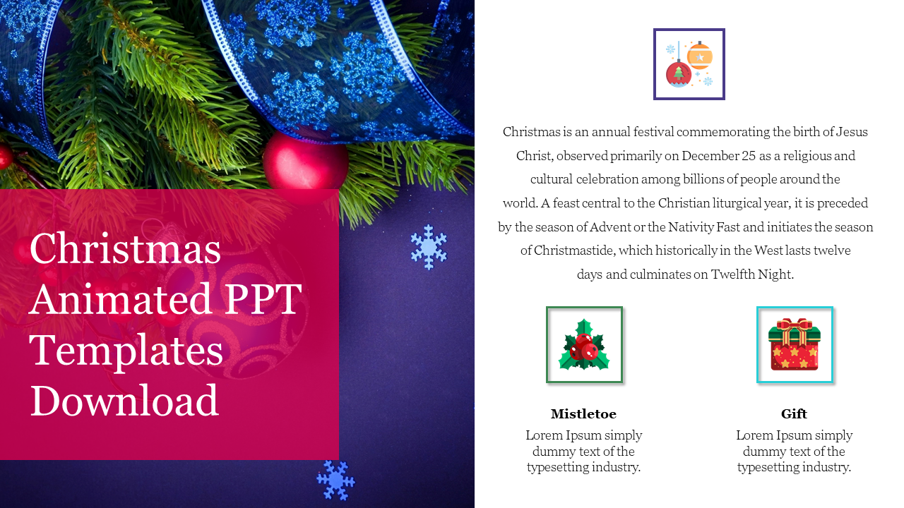 Free - Stunning Christmas Animated PPT Templates Free Download